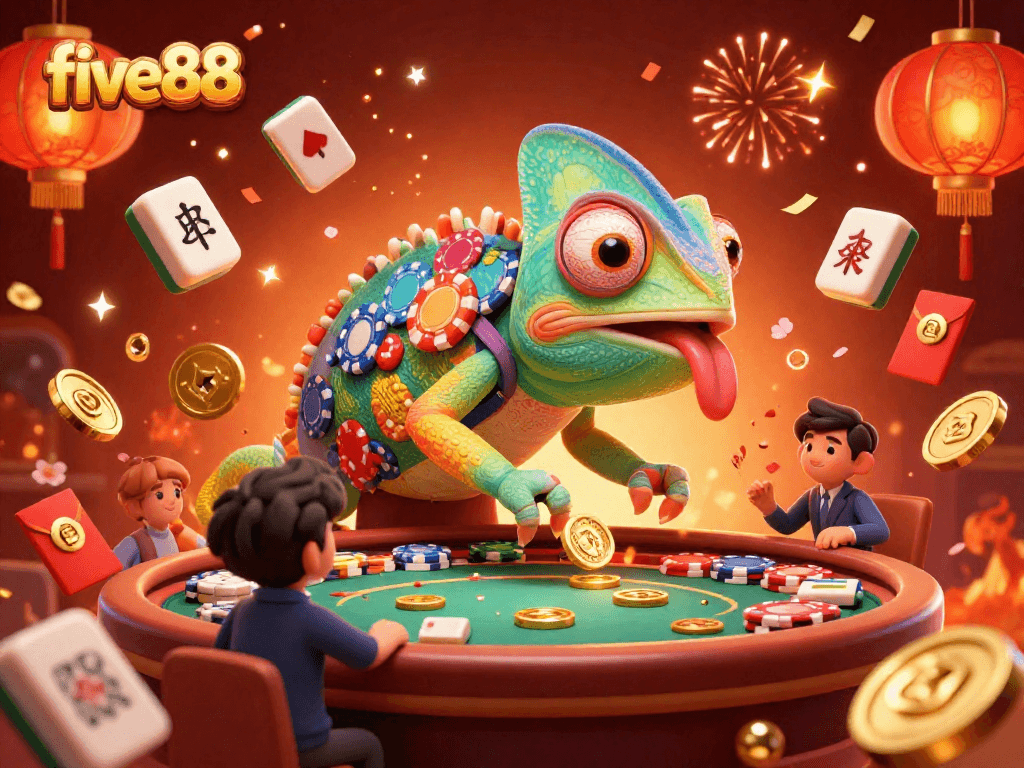 Experience the vibrant energy of five88's chameleon casino owner amidst rich gambling elements.