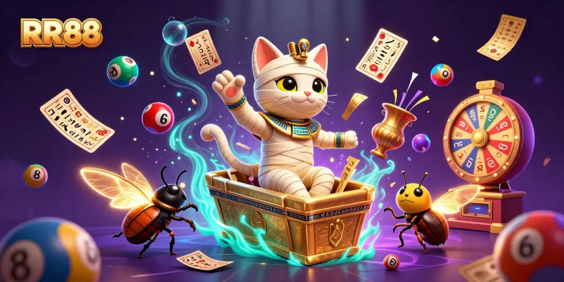 Experience thrilling gaming at RR88 with a vibrant casino scene featuring unique characters and dynamic elements.