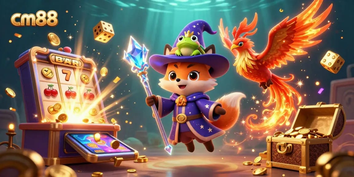 Experience the magic of cm88 with a stunning jackpot explosion and vibrant game elements.