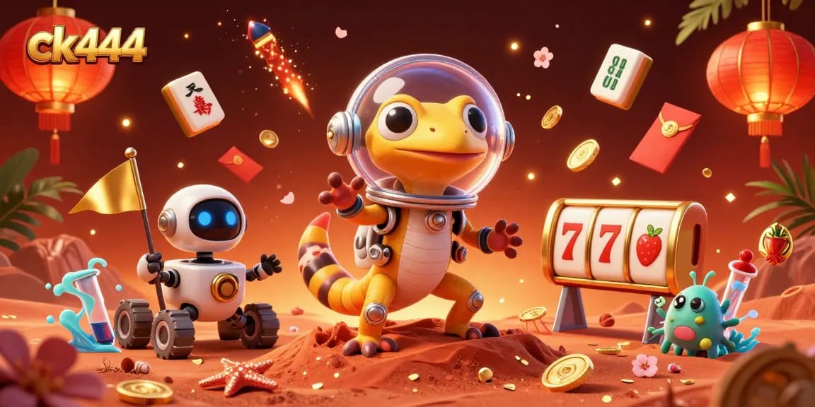 Experience the ck444 casino adventure with a Martian gecko in a golden casino scene