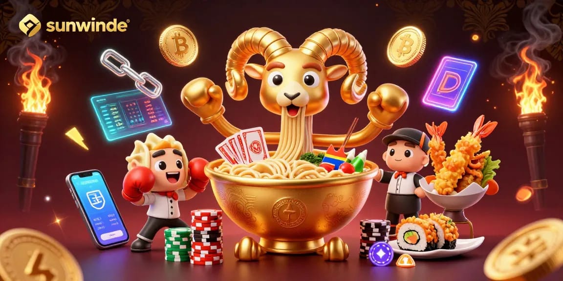 Experience thrilling wins at sunwinde with a vibrant scene of colorful gaming elements and dynamic characters.
