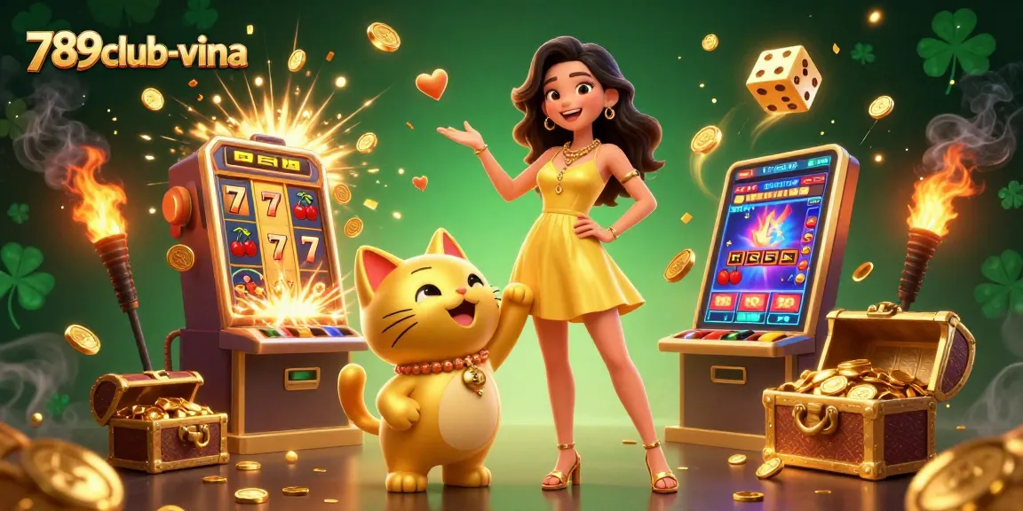 Play thrilling games at 789club-vina, featuring vibrant casino visuals and engaging characters.
