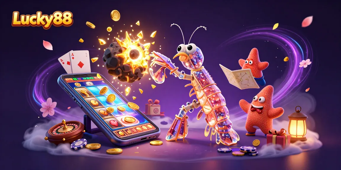 Experience thrilling wins and jackpots with the Lucky88 slot in this vibrant 3D digital illustration.