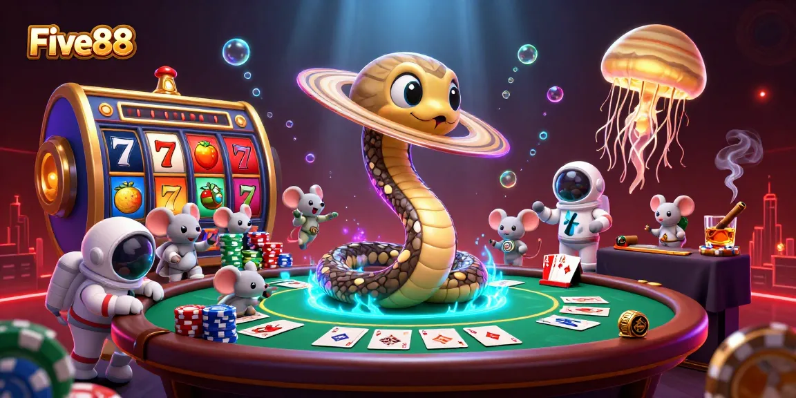 Engage with Five88 by placing bets amidst vibrant slots and cosmic space elements.