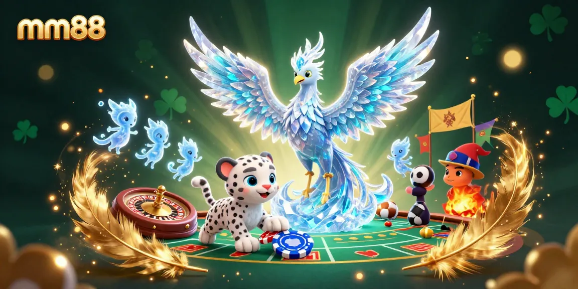 Experience thrilling wins with mm88's vibrant casino 3D characters dancing amid action-packed gaming elements.