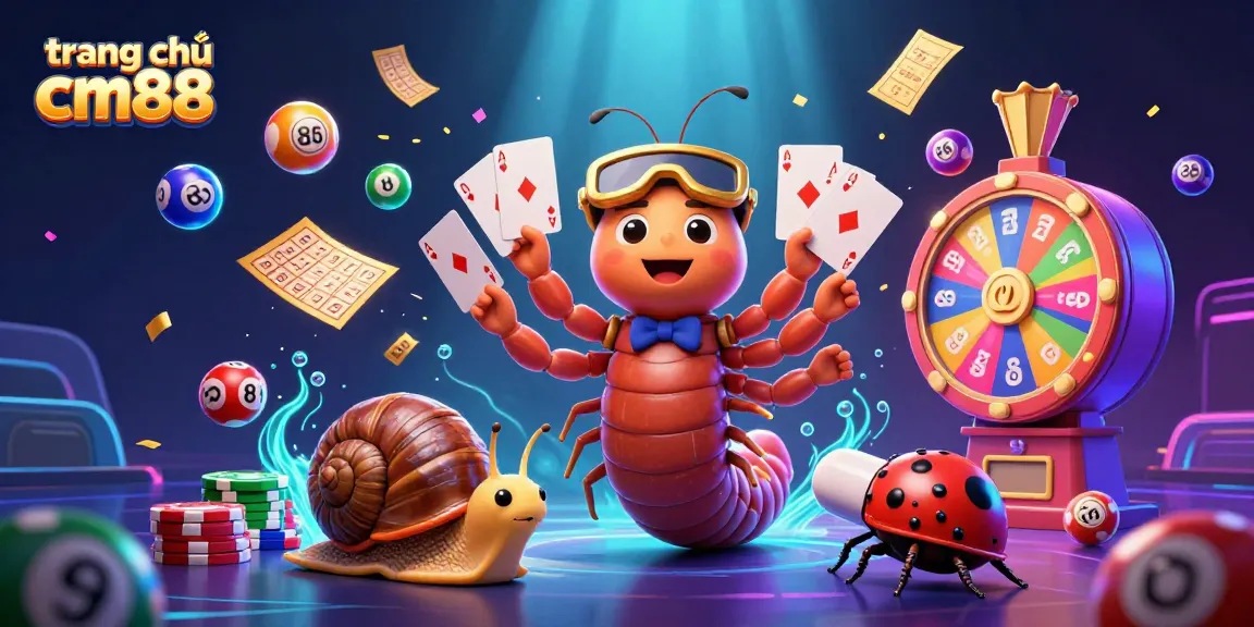 Engage in thrilling gaming on trang chủ cm88 with cartoon characters like a millipede dealer and high-roller snail.