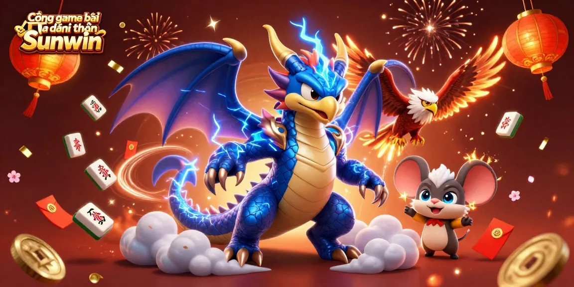 Engage in thrilling gameplay at Cổng game bài đổi thưởng Sunwin with colorful dragons and rich casino elements filling the scene.