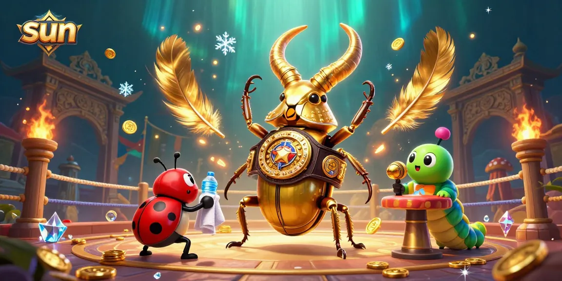 Bet on your luck with sun-themed casino games featuring a golden stag beetle boxing champion!